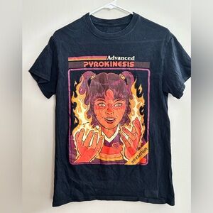 Steven Rhodes Black Tee with Pyrokinesis Graphic
